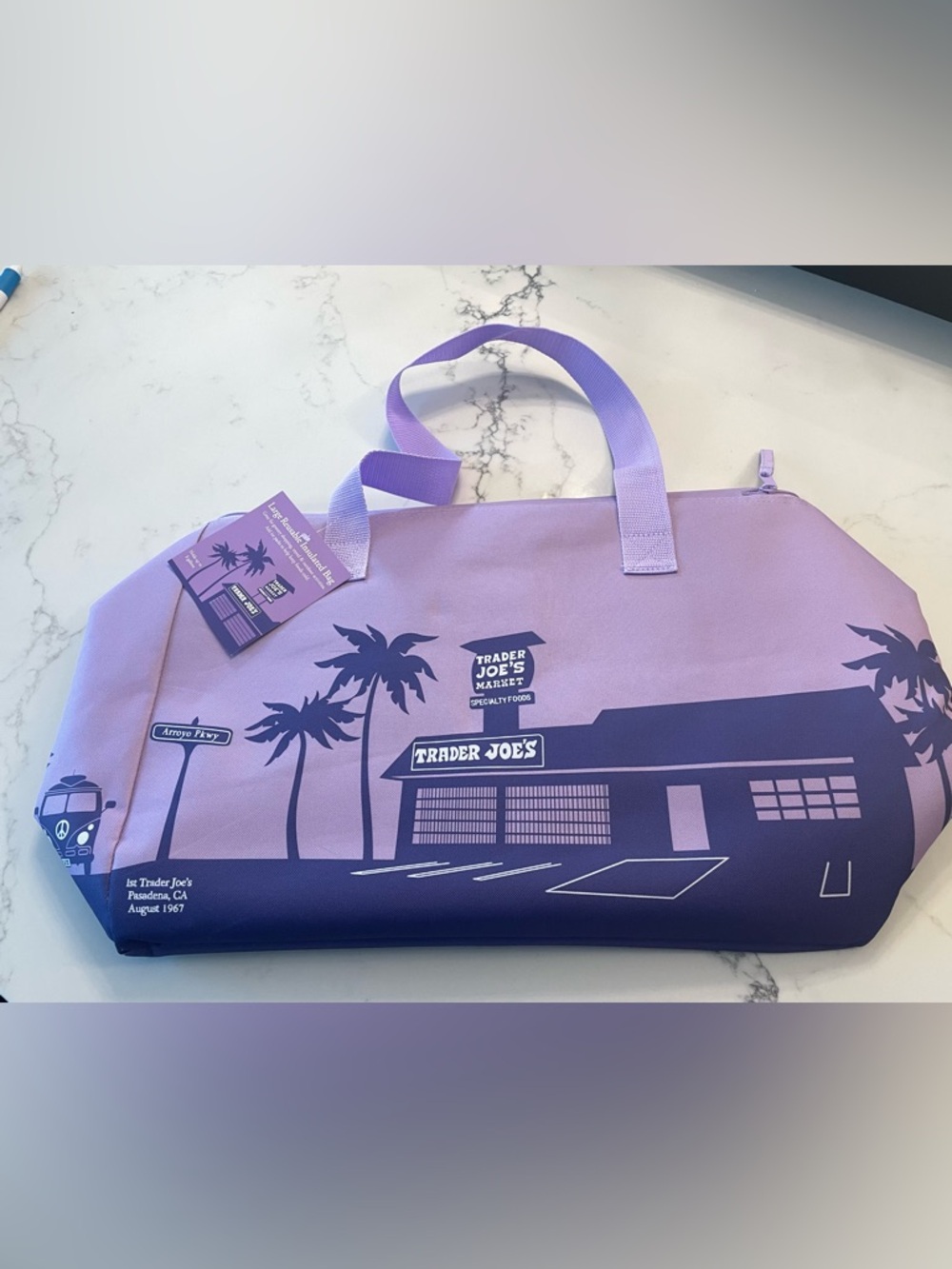 Trader Joe's Purple Rain Limited Edition Large Tote Bag, 8 Gallons